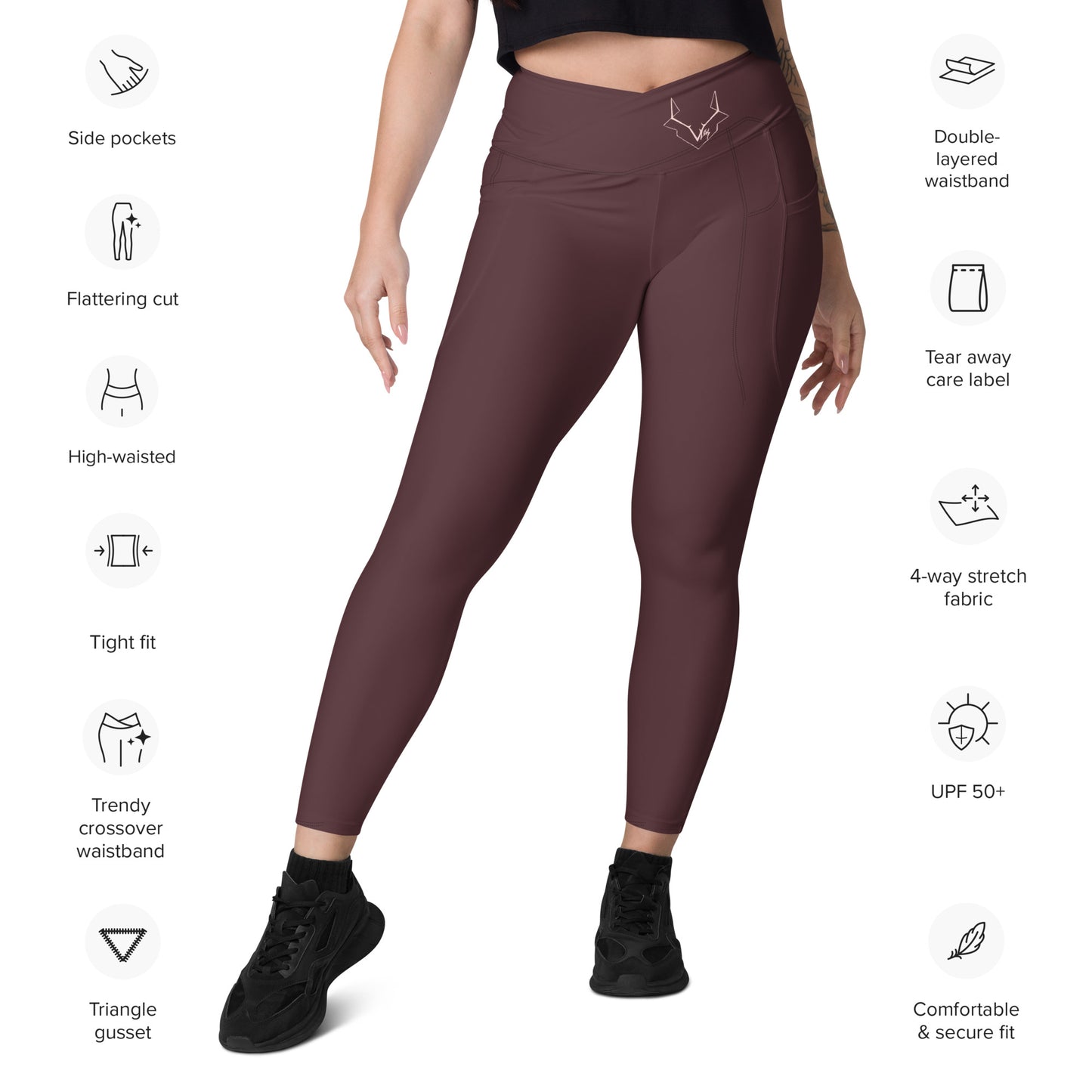 Vuk Cabernet Crossover leggings with pockets