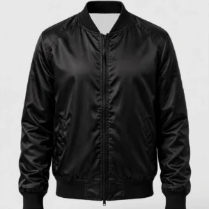 Black Satin Bomber Jacket